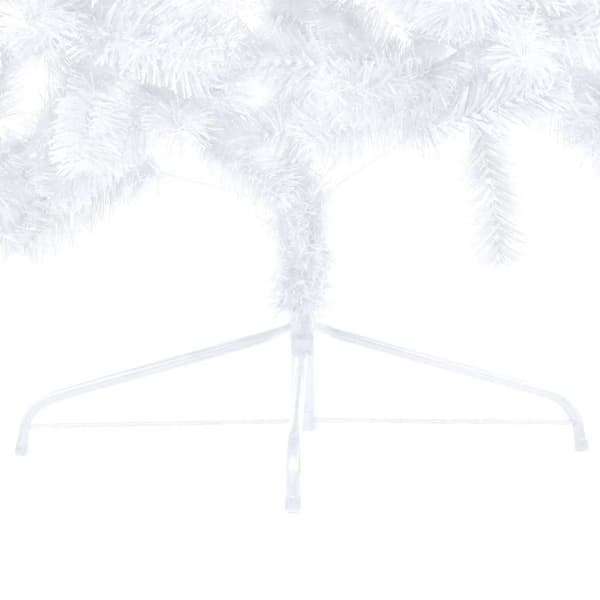 vidaXL Belyst halv plastgran med kulor vit 150 cm