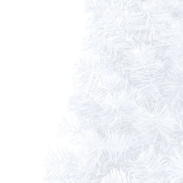 vidaXL Belyst halv plastgran med kulor vit 150 cm