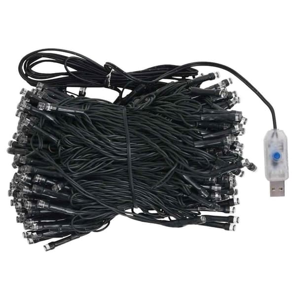 vidaXL Belyst plastgran med kulor blå 150 cm PVC