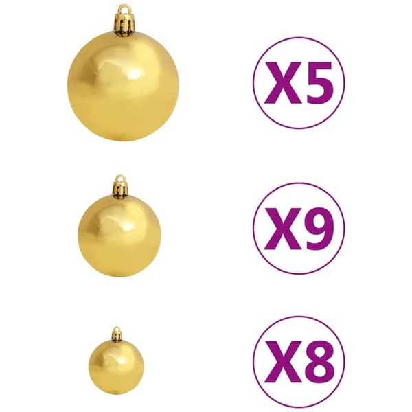 vidaXL Belyst plastgran med kulor vit 120 cm