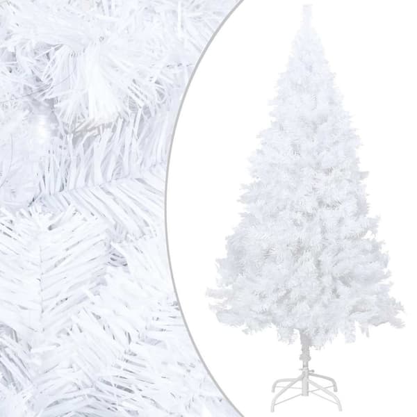 vidaXL Forhåndsbelyst kunstig juletre med kulesett hvit 120 cm PVC