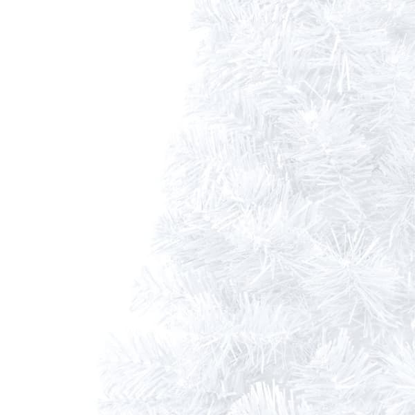 vidaXL Belyst halv plastgran med kulor vit 210 cm