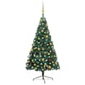 Pikkukuva 1 / 11: vidaXL Tekojoulukuusi puolikas palloilla esivalaistu vihr. 120 cm PVC