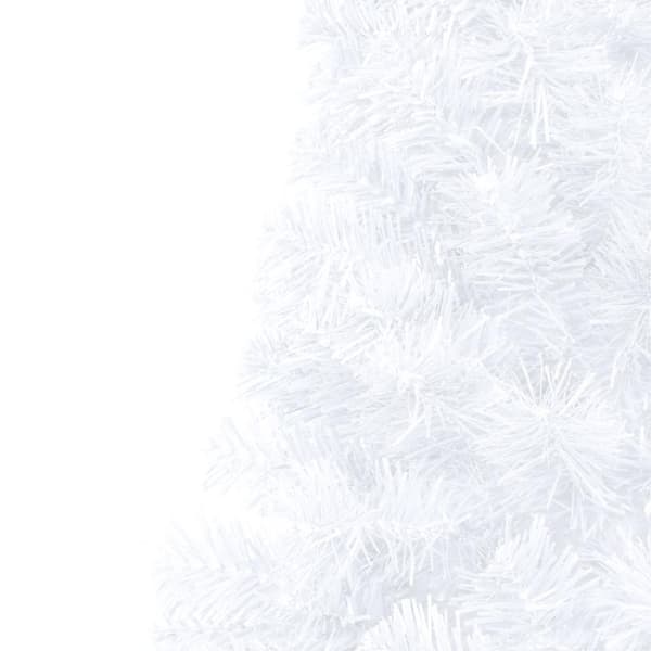 vidaXL Belyst halv plastgran med kulor vit 180 cm