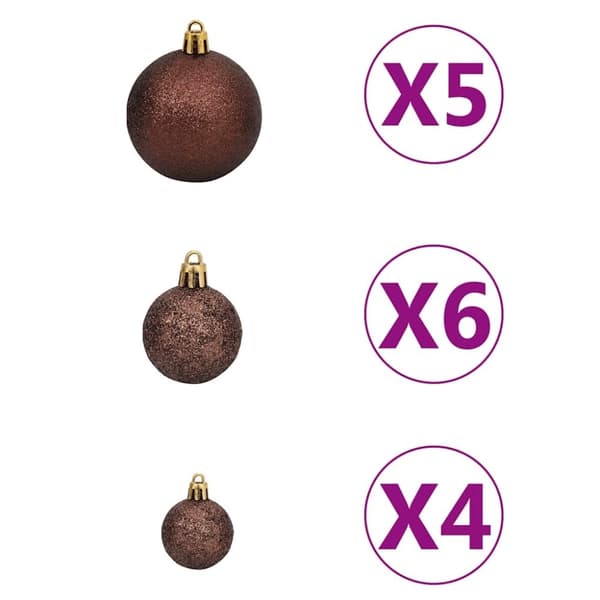 vidaXL Belyst plastgran med kulor 180 cm 564 grenar
