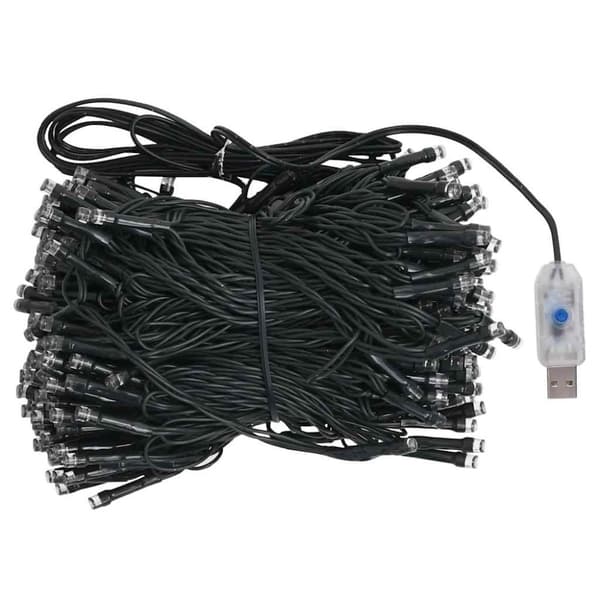 vidaXL Belyst halv plastgran med kulor vit 240 cm