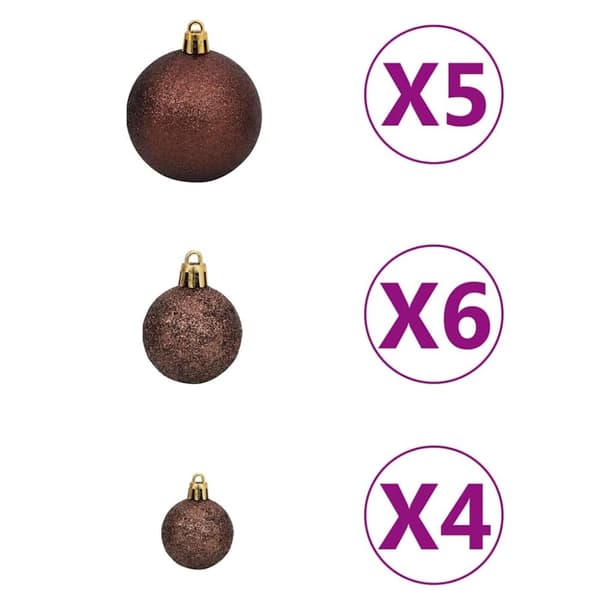 vidaXL Belyst plastgran med kulor och kottar 180 cm