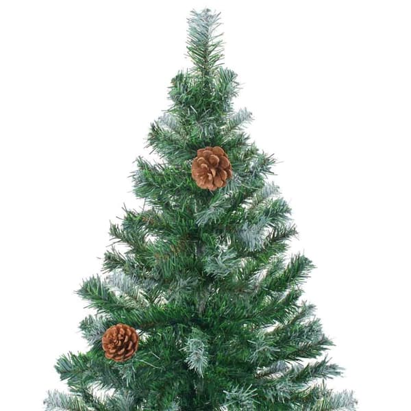 vidaXL juletræ med sne + lys + julekugler og grankogler 180 cm