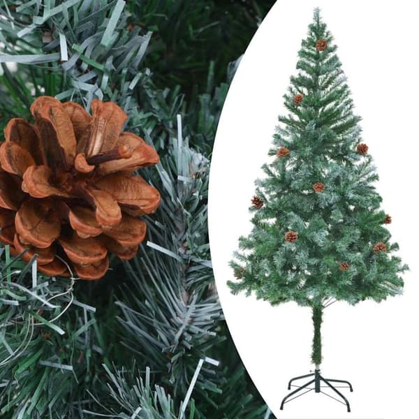vidaXL juletræ med sne + lys + julekugler og grankogler 180 cm