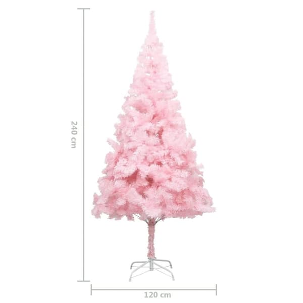 vidaXL kunstigt juletræ med juletræsfod 240 cm PVC lyserød