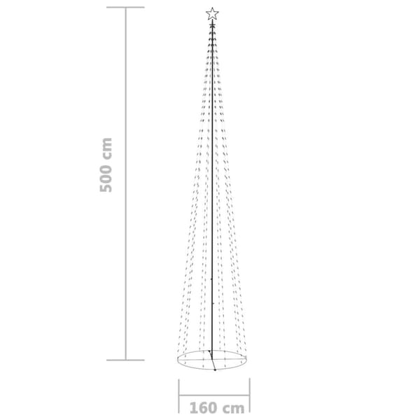 vidaXL Kartio joulukuusi 752 sinistä LED-valoa 160x500 cm