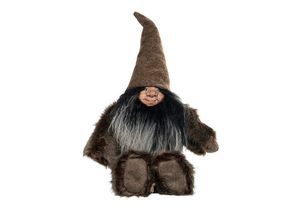 Tomte sittande brun