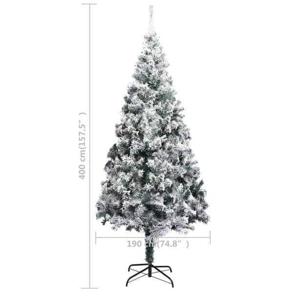 vidaXL kunstigt juletræ med lys og sne 400 cm PVC grøn