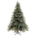 Miniatyrbillede 3 af 8: vidaXL juletræ med grankogler og lys PVC og PE 150 cm grøn og hvid