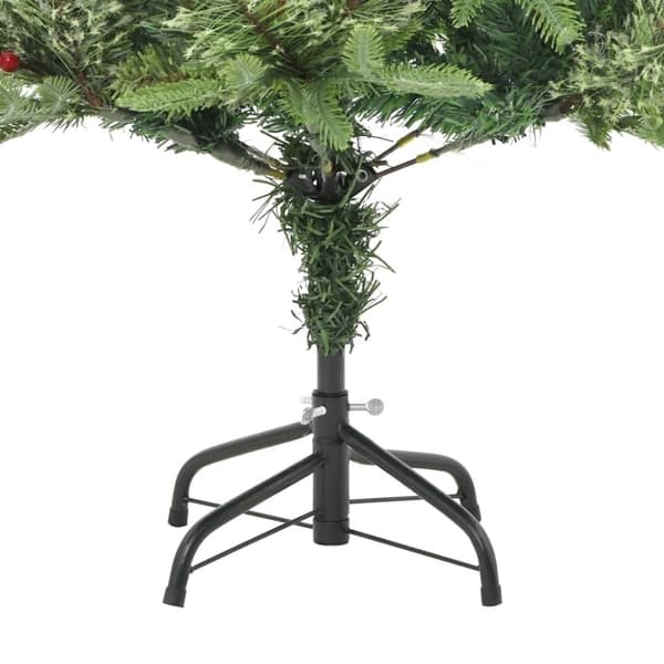 vidaXL Esivalaistu tekojoulukuusi kävyillä vihreä 150 cm PVC ja PE