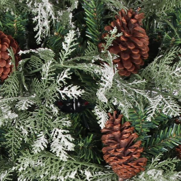 vidaXL Belyst julgran med kottar grön&vit 150 cm PVC&PE