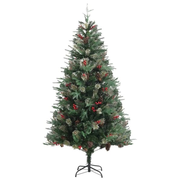vidaXL Juletre med kongler grønn 195 cm PVC og PE