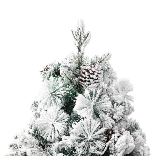 vidaXL Belyst plastgran med snö och kottar 195 cm PVC&PE