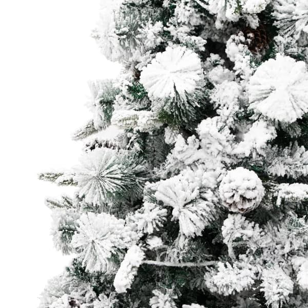 vidaXL Belyst plastgran med snö och kottar 195 cm PVC&PE