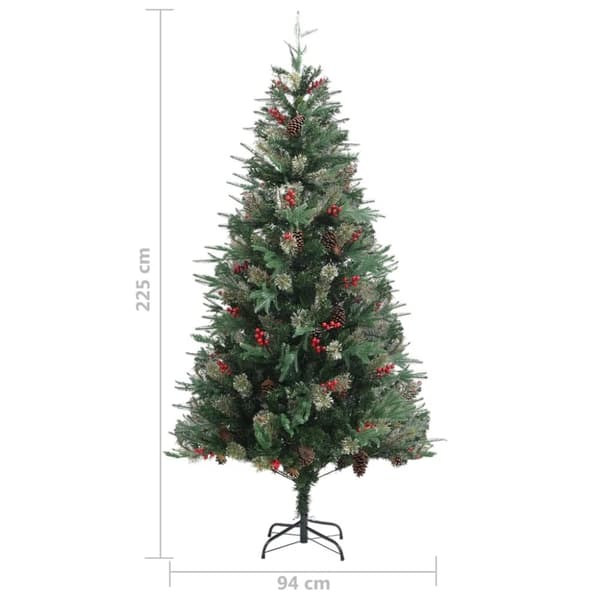 vidaXL Juletre med kongler grønn 225 cm PVC og PE