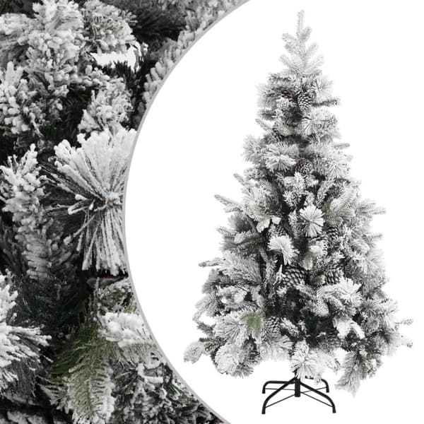vidaXL juletræ med puddersne og grankogler 195 cm PVC & PE