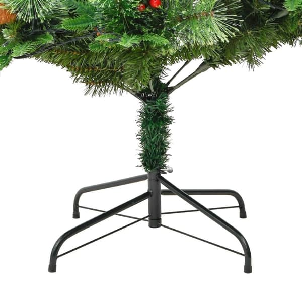 vidaXL Belyst julgran med kottar grön 195 cm PVC&PE