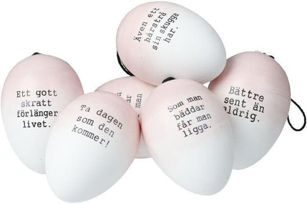 Påskägg - Ordspråksägg 6-pack Rosa Cult Design