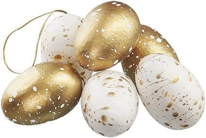 Stänk Ägg 6 st 6cm vit/guld Cult Design