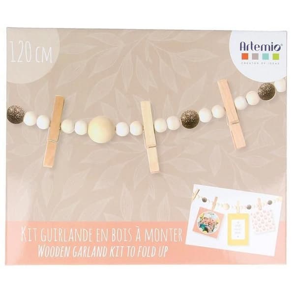 Coffret DIY dekorationer för jul - Girlang av träminnen