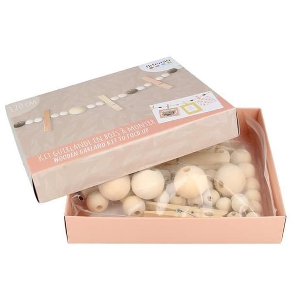 Coffret DIY dekorationer för jul - Girlang av träminnen