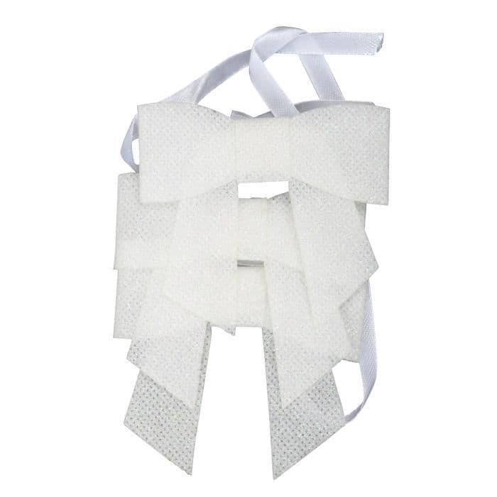 Juldekoration: Set med 3 rosett servettringar - H 6 x 7 cm - Vit