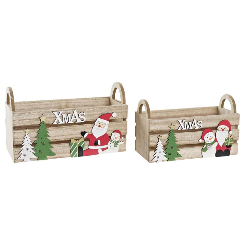 Uppsättning med Dekorativa Lådor DKD Home Decor Tomte Trä MDF (24 x 10,5 x 14 cm)