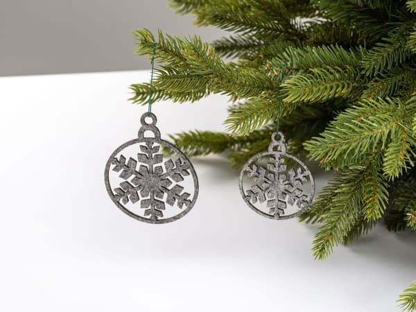 Julgransdekorationer SNÖFLINGA, filt, 3st.  Ø7 cm och 3 st.  Ø9 cm