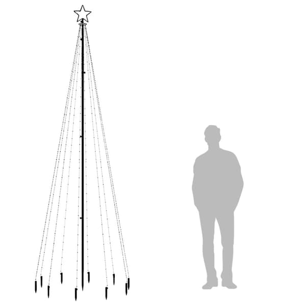 vidaXL Julgran med markspett 310 blåa lysdioder 300 cm