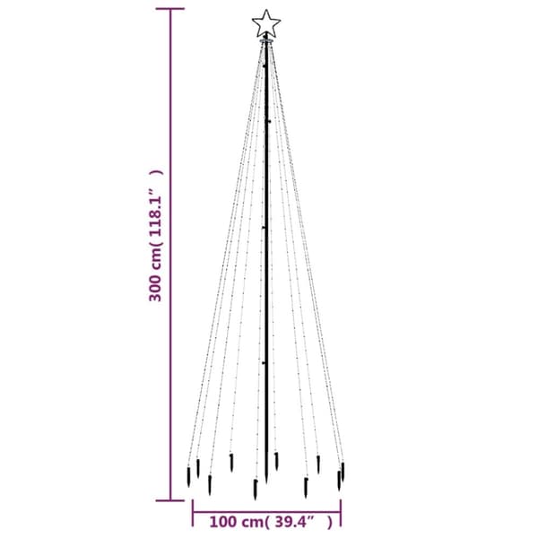 vidaXL Julgran med markspett 310 blåa lysdioder 300 cm