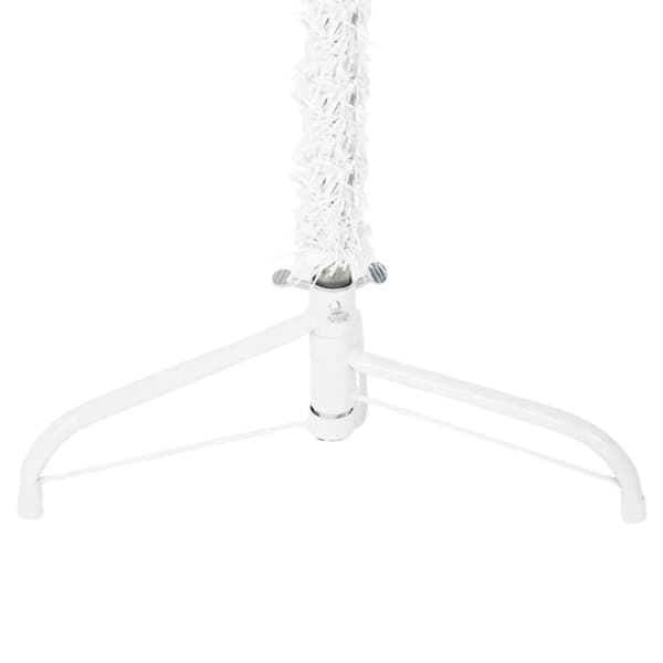 vidaXL Smal halv plastgran med stativ vit 120 cm