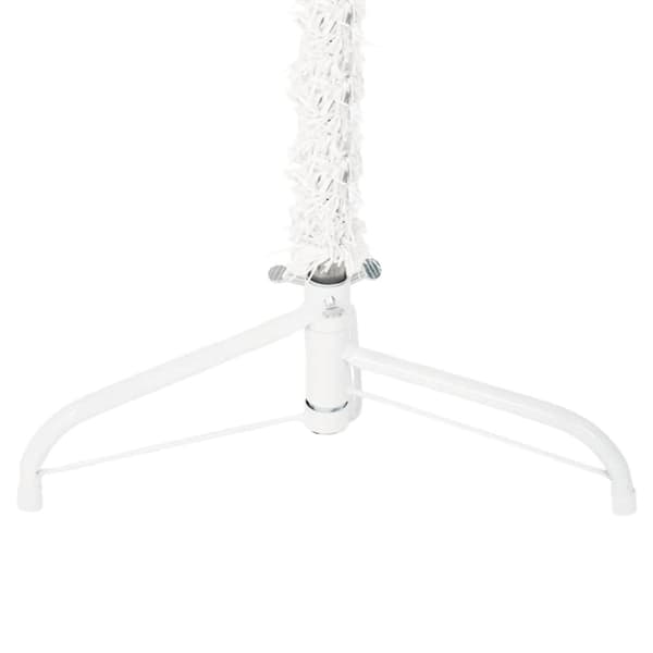 vidaXL Smal halv plastgran med stativ vit 150 cm