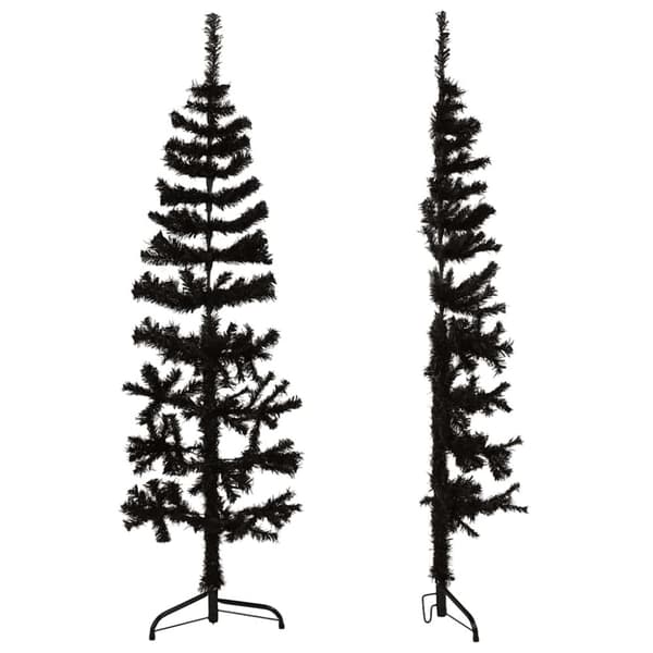 vidaXL Smal halv plastgran med stativ svart 150 cm