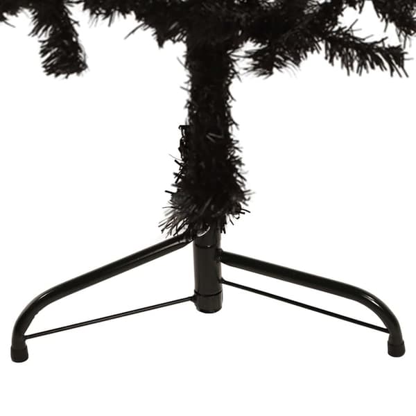 vidaXL Smal halv plastgran med stativ svart 150 cm