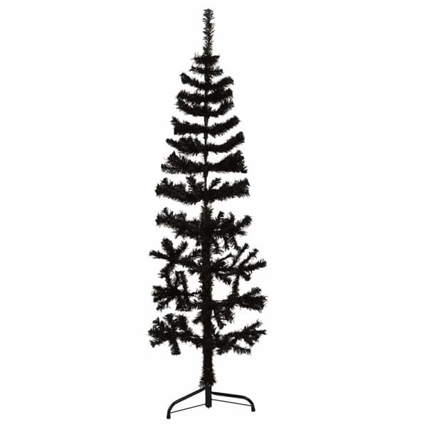 vidaXL Smal halv plastgran med stativ svart 150 cm