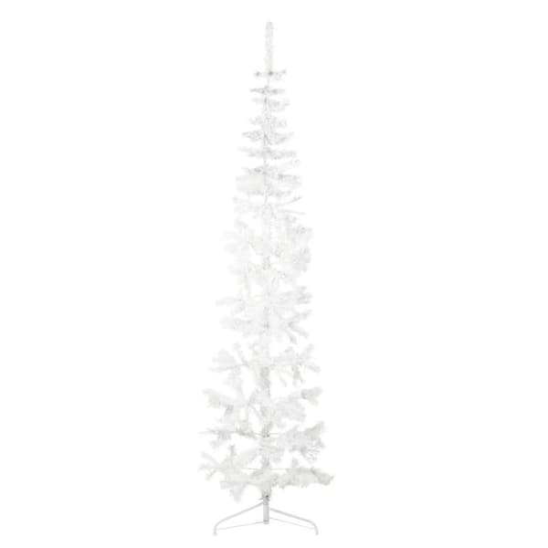 vidaXL Smal halv plastgran med stativ vit 240 cm