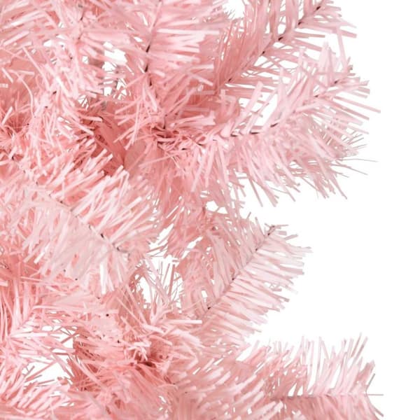 vidaXL Smal halv plastgran med stativ rosa 120 cm