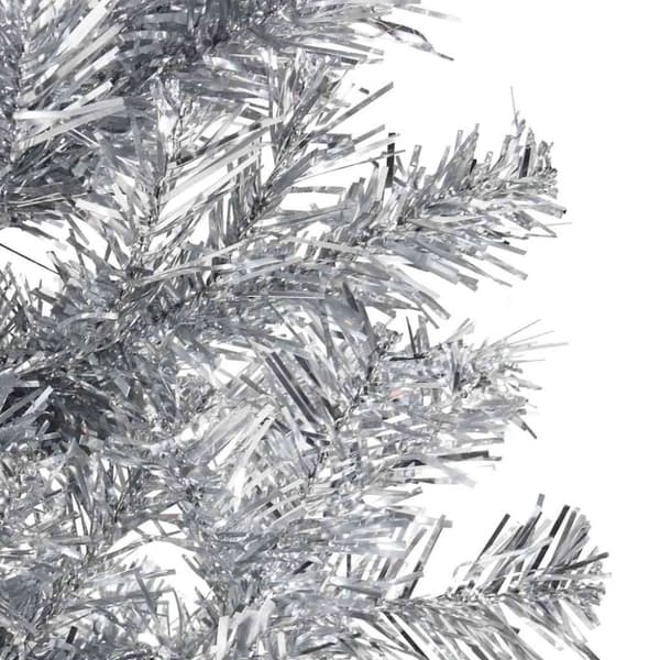 vidaXL Smal halv plastgran med stativ silver 150 cm