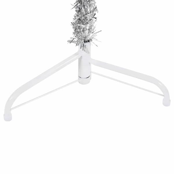 vidaXL Smal halv plastgran med stativ silver 150 cm