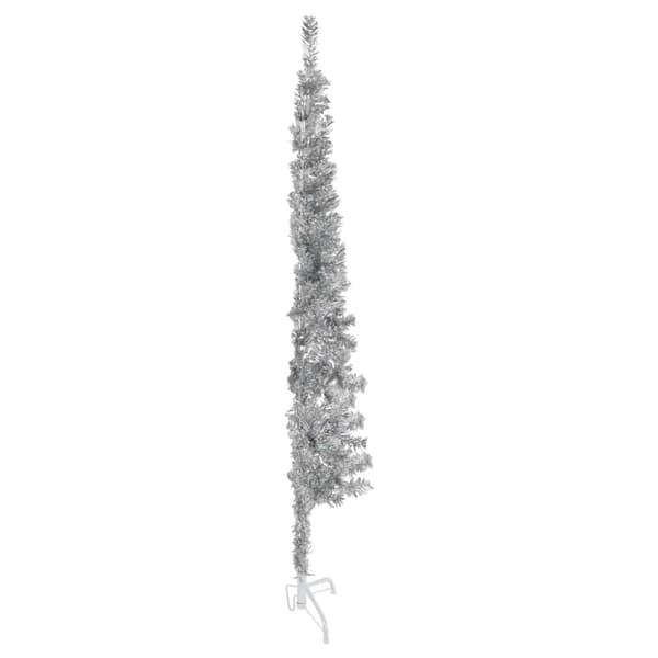 vidaXL Smal halv plastgran med stativ silver 150 cm