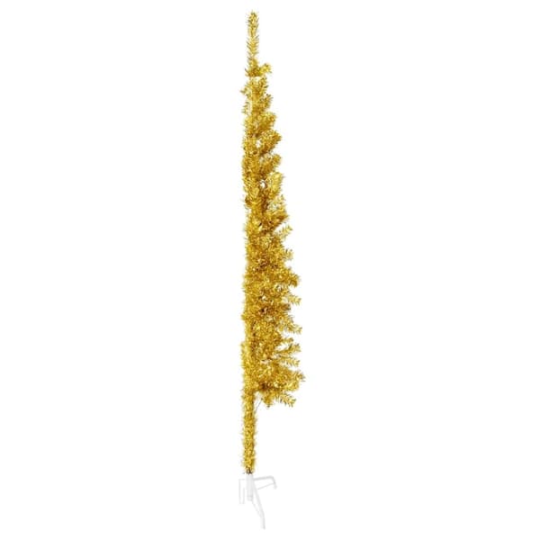 vidaXL Smal halv plastgran med stativ guld 120 cm