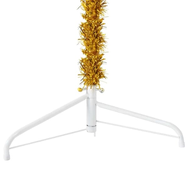 vidaXL Smal halv plastgran med stativ guld 120 cm