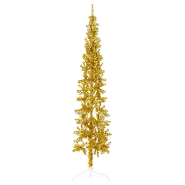 vidaXL Smal halv plastgran med stativ guld 240 cm
