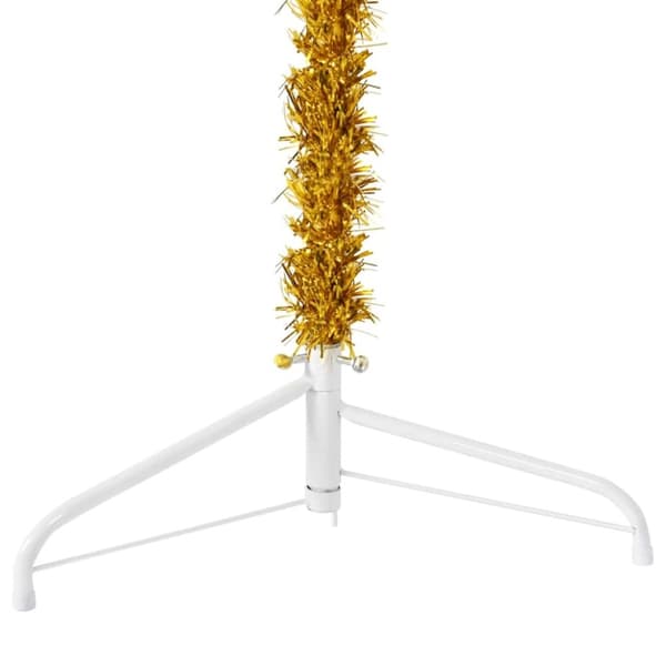 vidaXL Smal halv plastgran med stativ guld 240 cm