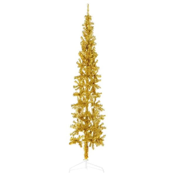 vidaXL Smal halv plastgran med stativ guld 240 cm